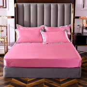 Popular Washed Silk Fitted Sheet Solid Color Home Textile Fitted Sheet