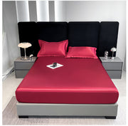 Popular Washed Silk Fitted Sheet Solid Color Home Textile Fitted Sheet