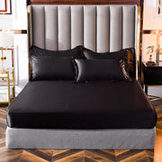Popular Washed Silk Fitted Sheet Solid Color Home Textile Fitted Sheet