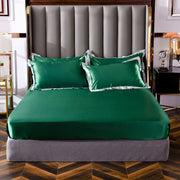 Popular Washed Silk Fitted Sheet Solid Color Home Textile Fitted Sheet