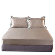 Popular Washed Silk Fitted Sheet Solid Color Home Textile Fitted Sheet