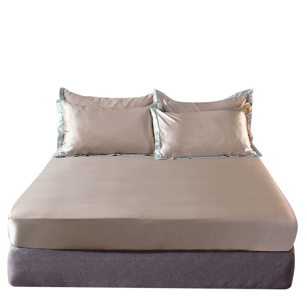 Popular Washed Silk Fitted Sheet Solid Color Home Textile Fitted Sheet